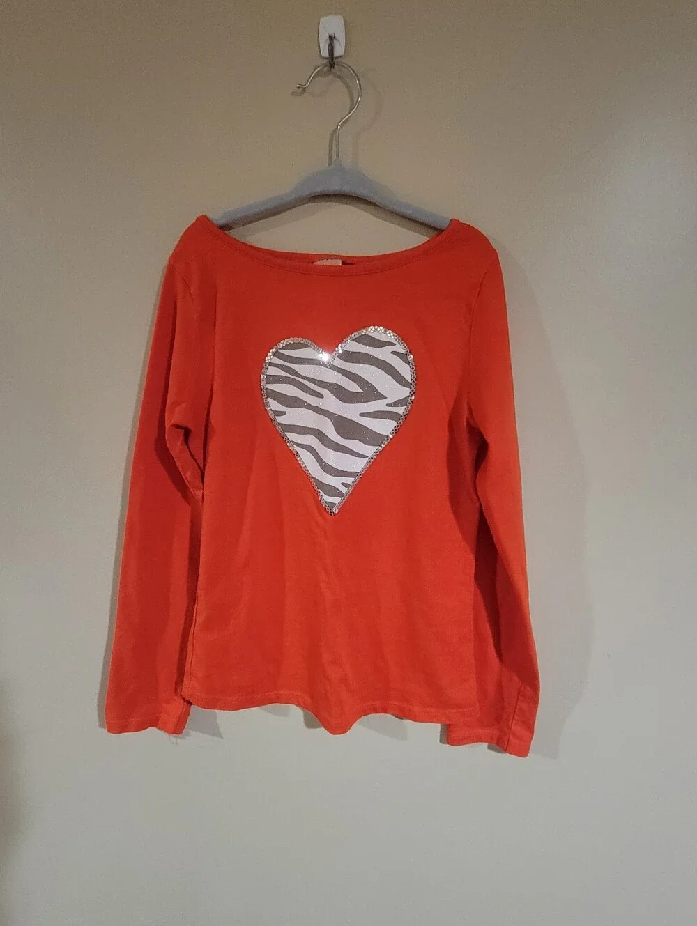 Gymboree Girls' Orange Long-Sleeve Top with Zebra Heart Accent